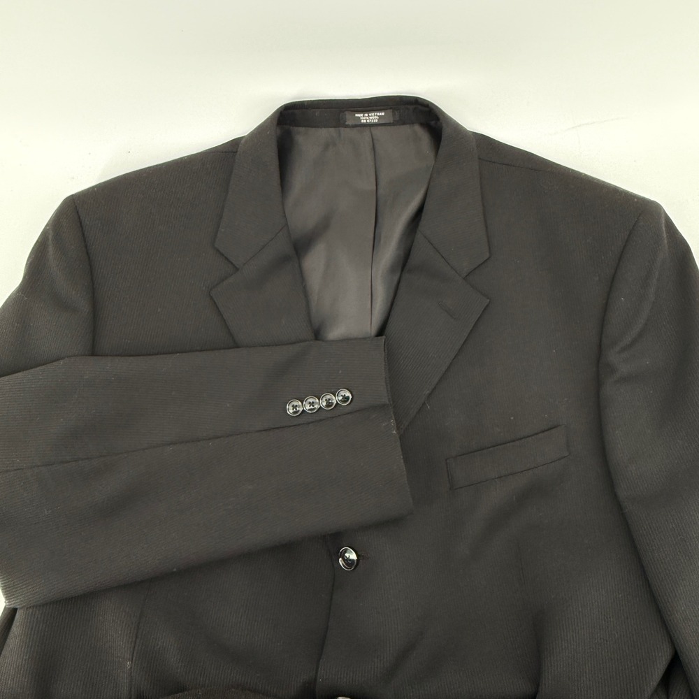 JONES‎ NEW YORK ELEMENTS Mens Black Wool Blazer Sport Coat Jacket Size 48 R